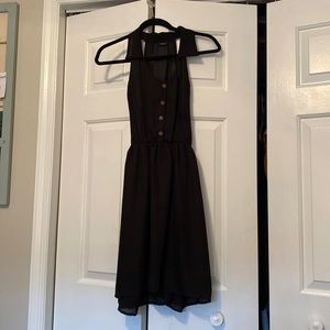 Black halter/racer back  dress with buttons